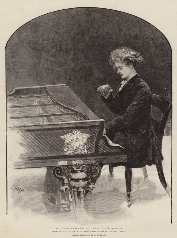 M Paderewski na pianoforte autorstwa Henry Marriott Paget