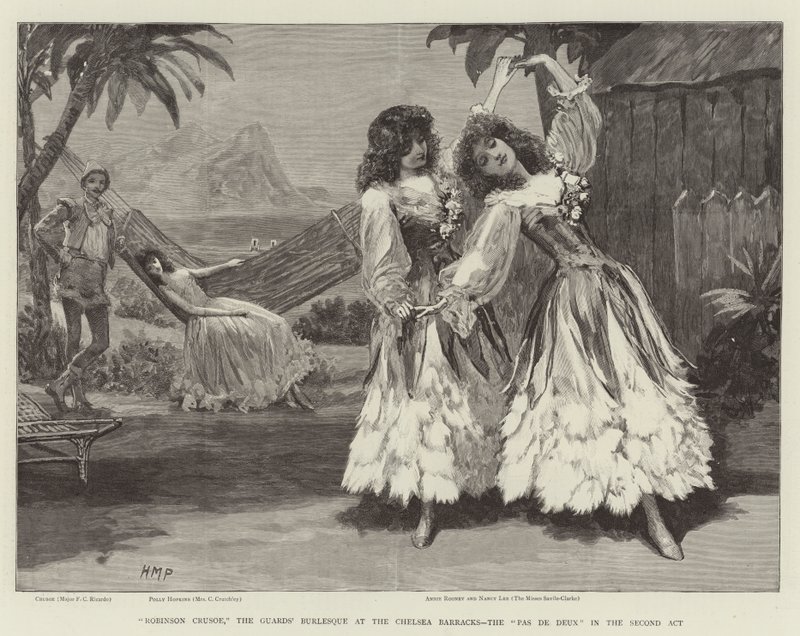 Robinson Crusoe, Burleska Gwardii w Chelsea Barracks, Pas de Deux w drugim akcie autorstwa Henry Marriott Paget