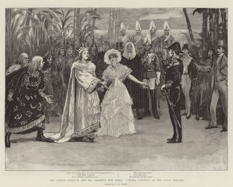 Nowa opera Sir Arthura Sullivana i Pana Gilberta, Utopia, Limited, w Savoy Theatre autorstwa Henry Marriott Paget