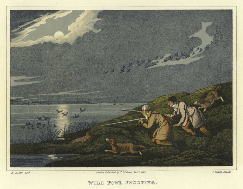 Strzelanie do dzikiego ptactwa (chromolitho) autorstwa Henry Thomas Alken