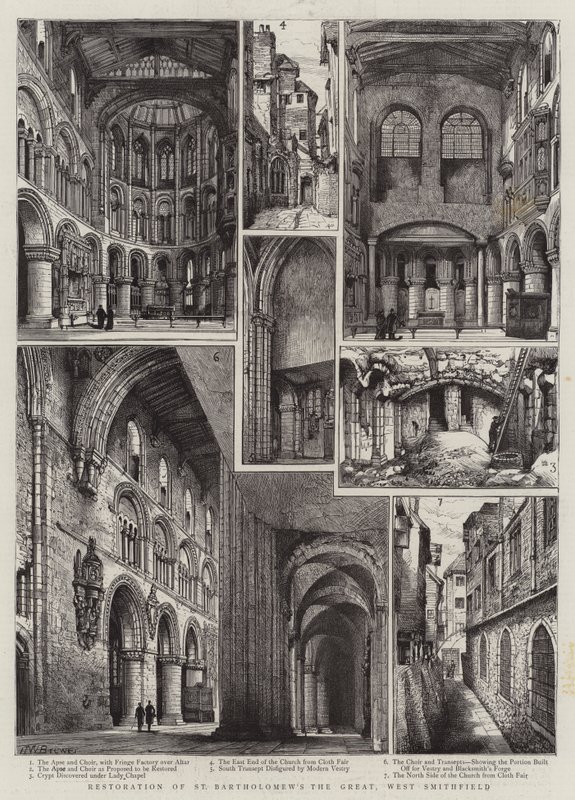 Odrestaurowanie kościoła św. Bartłomieja Wielkiego, West Smithfield autorstwa Henry William Brewer