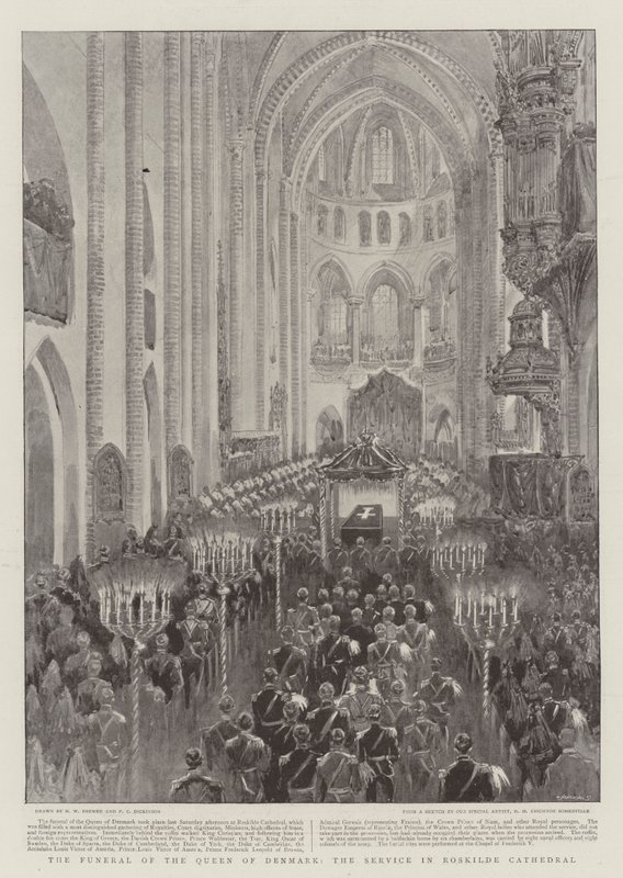 Pogrzeb królowej Danii, nabożeństwo w katedrze w Roskilde autorstwa Henry William Brewer
