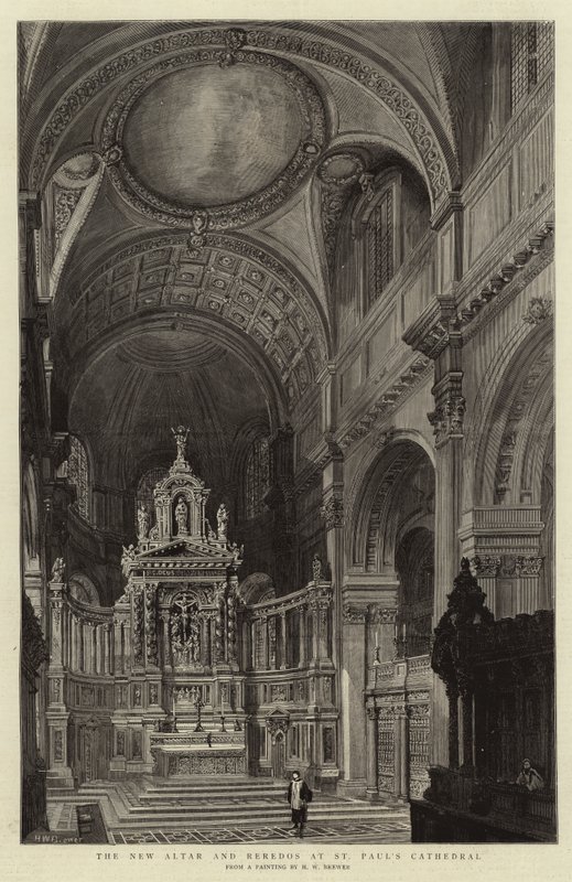 Nowy ołtarz i reredos w katedrze św. autorstwa Henry William Brewer