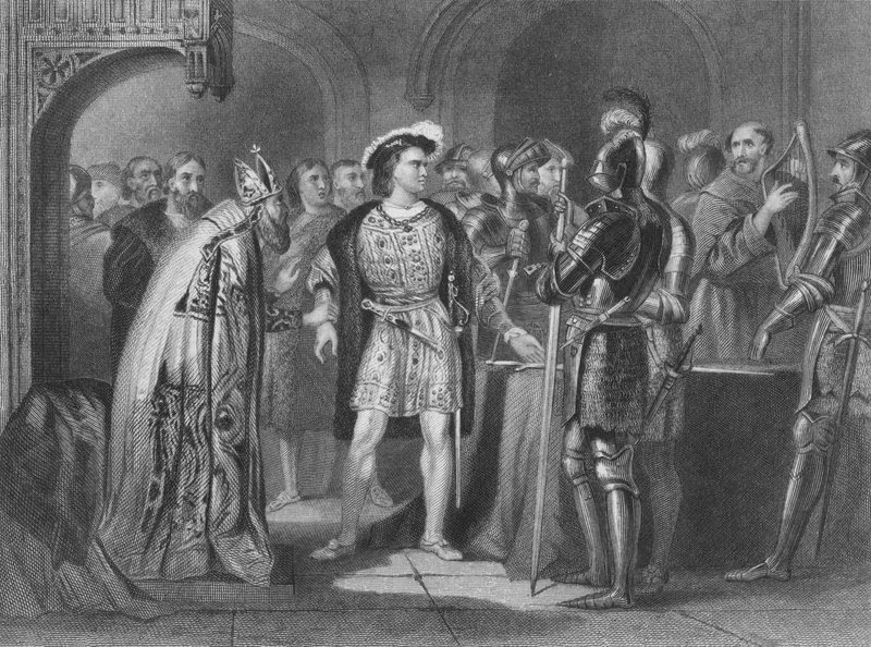 توماس فیټزجیرالډ، د کلیډیر لسم ارل، د انګلستان پولي هینري VIII سره خپل وفاداري پریږدي autorstwa Henry after Warren