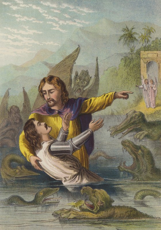 Przeprawa przez rzekę (chromolitho) autorstwa Henry Courtney Selous