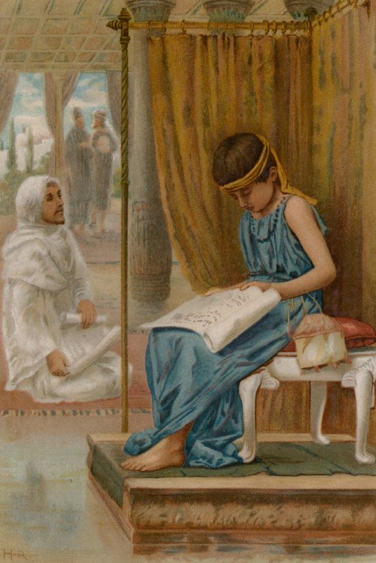 Młody król Jozjasz (chromolitho) autorstwa Henry Ryland