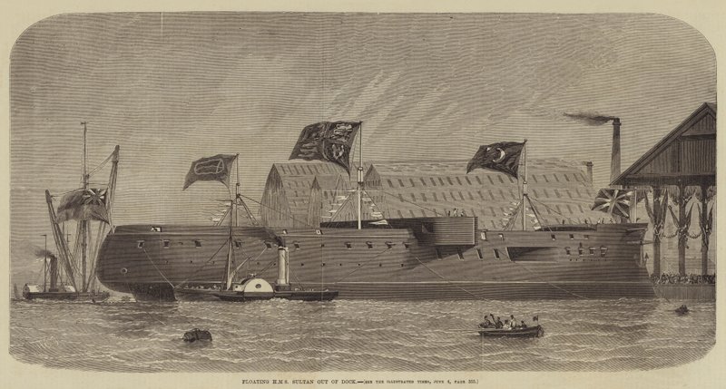 Wypływający HMS Sultan z doku autorstwa Henry Spernon Tozer