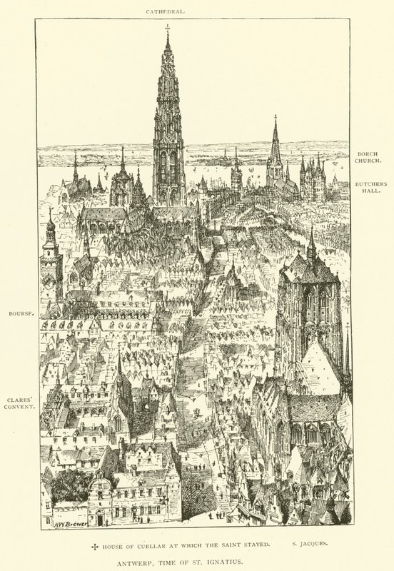 Antwerpia, czasy św. Ignacego (rycina) autorstwa Henry William Brewer