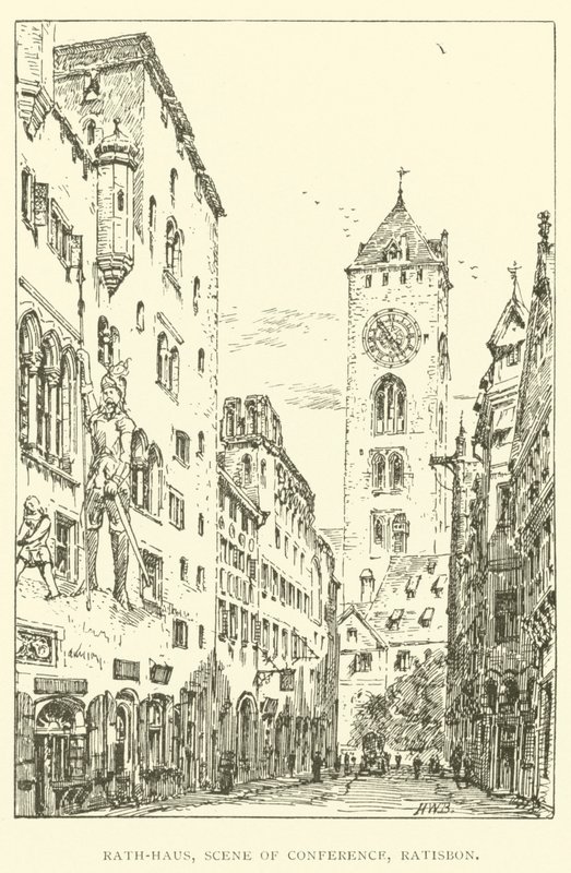 Rath-Haus, scena konferencji, Ratisbon (rycina) autorstwa Henry William Brewer