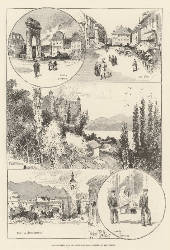 Aix-les-Bains i jego okolice, odwiedzane przez królową autorstwa Herbert Railton