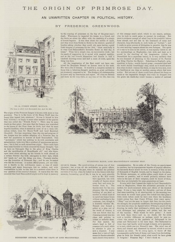 Pochodzenie dnia pierwiosnka, niepisany rozdział w historii politycznej, Frederick Greenwood autorstwa Herbert Railton
