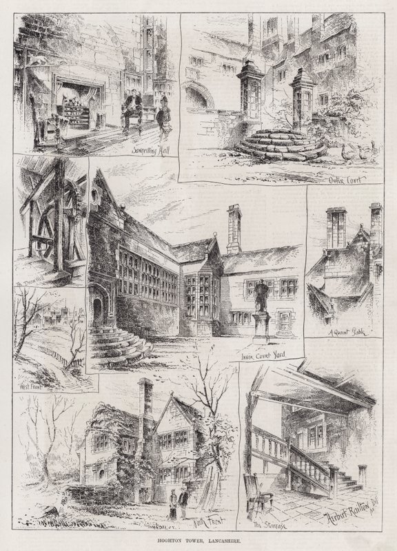 Hoghton Tower, Lancashire (grawerowanie) autorstwa Herbert (after) Railton