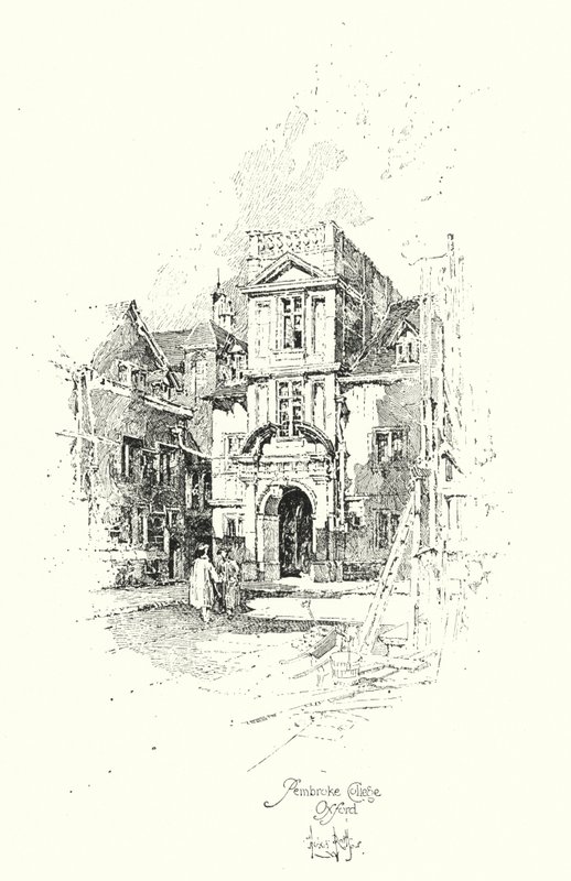 Pembroke College, Oksford (lito) autorstwa Herbert (after) Railton