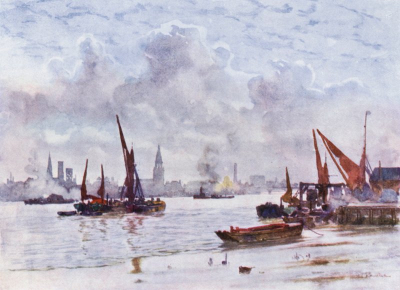 Battersea Reach (kolor lito) autorstwa Herbert Menzies (after) Marshall