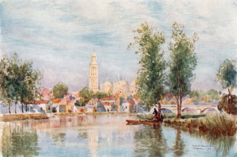 Perigueux z rzeki autorstwa Herbert Menzies Marshall