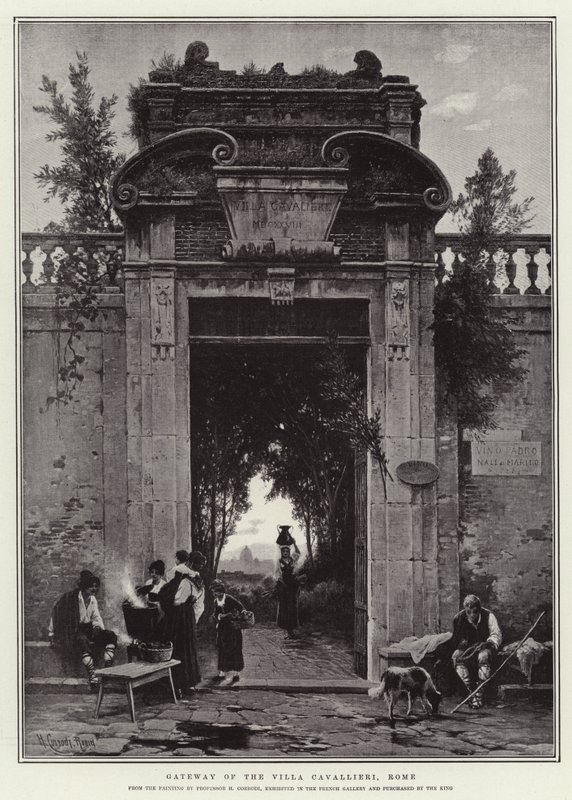 Brama Villa Cavallieri, Rzym autorstwa Hermann David Salomon Corrodi