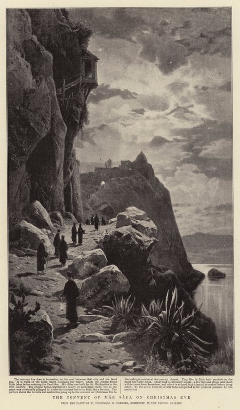 Klasztor Mar Saba w Wigilię Bożego Narodzenia autorstwa Hermann David Salomon Corrodi