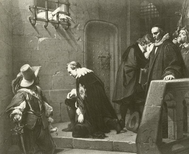 Śmierć Strafforda (grawiura) autorstwa Hippolyte Delaroche