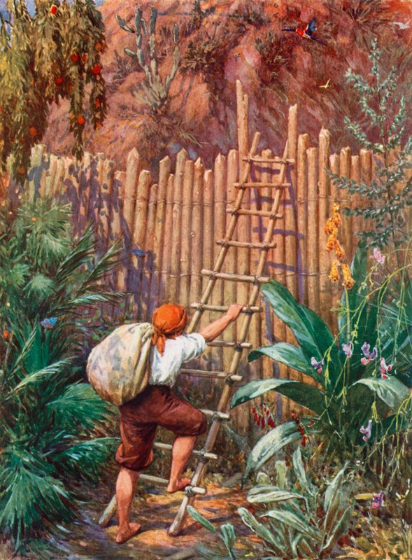Ilustracja do Robinsona Crusoe autorstwa Howard Davie