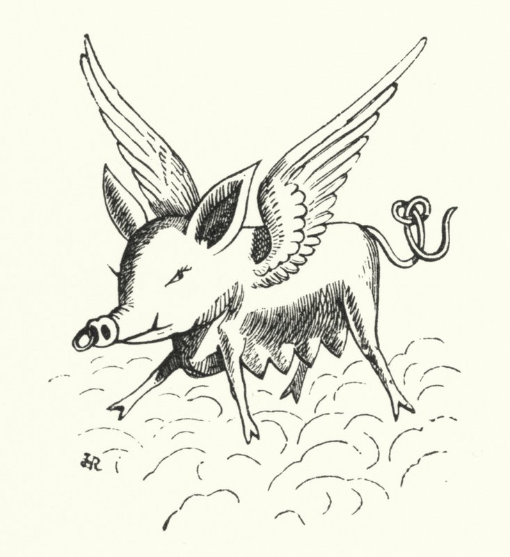 Latająca świnia (lito) autorstwa Hugh Rowley