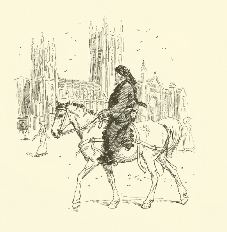 Geoffrey Chaucer na koniu (lito) autorstwa Hugh Thomson
