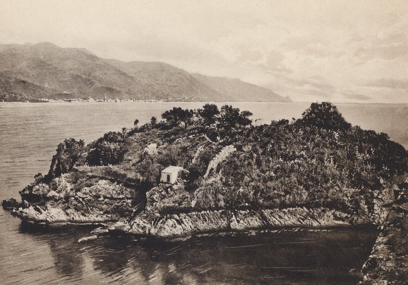 Taormina, Isola S Nicola (zdjęcie czarno-białe) autorstwa Italian Photographer