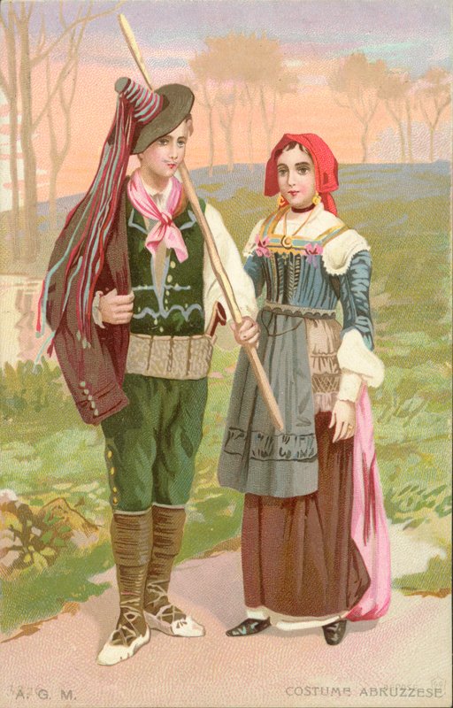 Strój abruzyjski (chromolitho) autorstwa Italian School