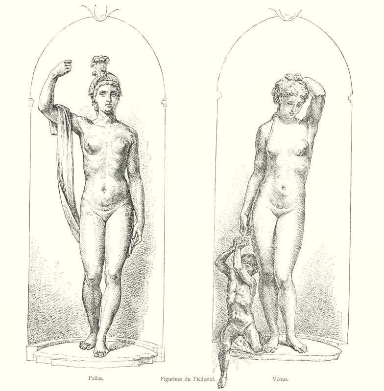 Figurki du Piedestal, Pallas, Wenus (grawerowanie) autorstwa Italian School