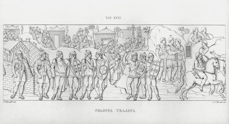 La Colonna Trajana, Kolumna Trajana (rycina) autorstwa Italian School