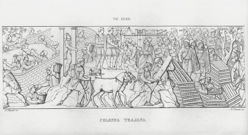 La Colonna Trajana, Kolumna Trajana (rycina) autorstwa Italian School