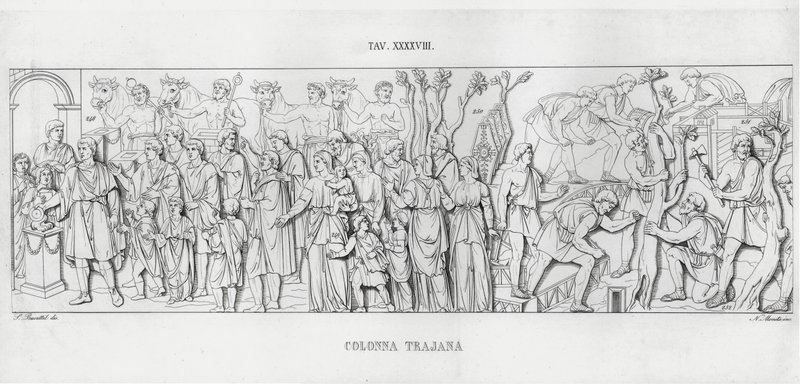 La Colonna Trajana, Kolumna Trajana (rycina) autorstwa Italian School