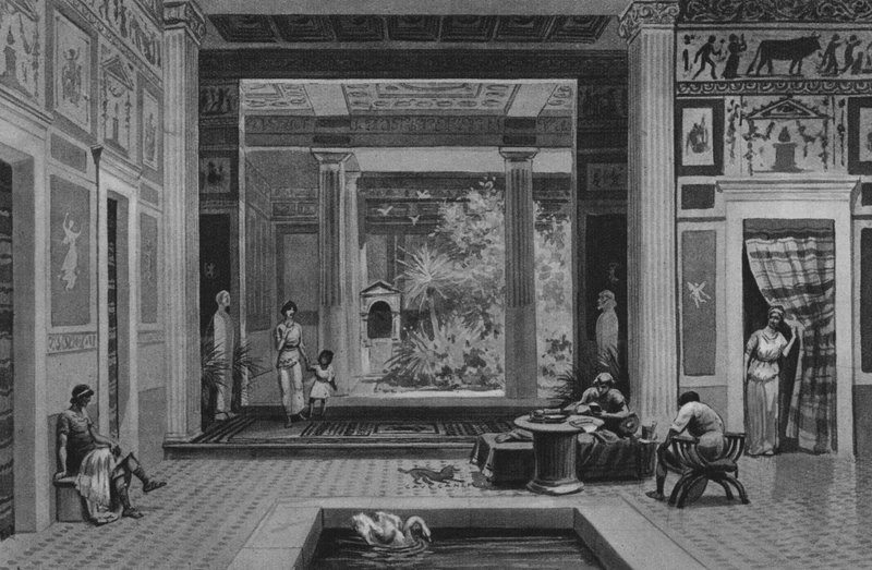 Pompeje: Dom Tragicznego Poety (lito) autorstwa Italian School