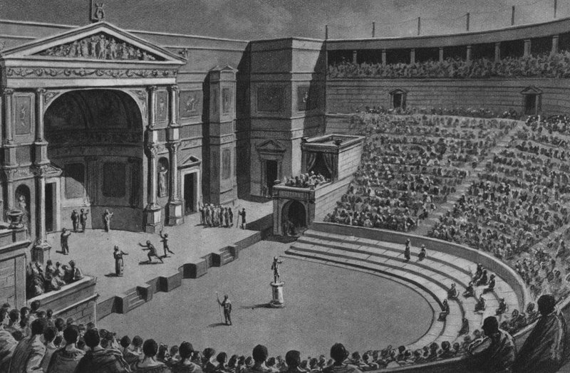 Pompeje: Teatr Tragiczny (lito) autorstwa Italian School