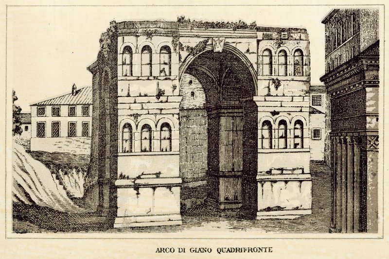 Rzym: Łuk Janusa Quadrifronte (lito) autorstwa Italian School