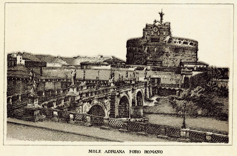 Rzym: Forum Romanum Mole Adriana (lito) autorstwa Italian School