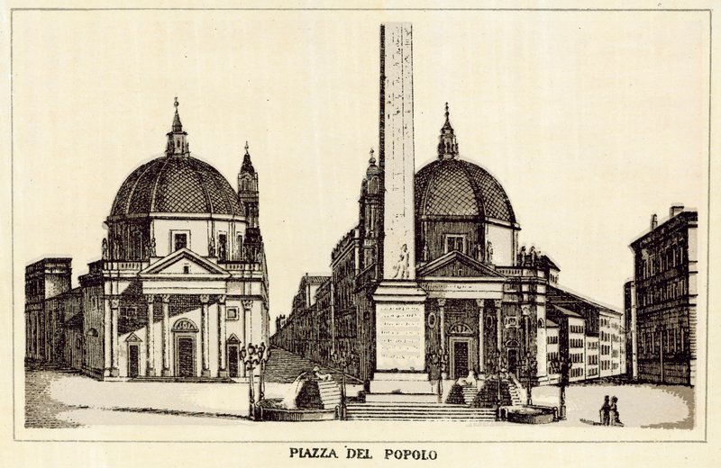 Rzym: Piazza del Popolo (lito) autorstwa Italian School