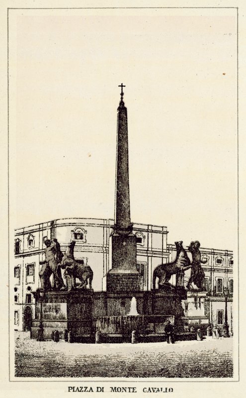 Rzym: plac Monte Cavallo (lito) autorstwa Italian School