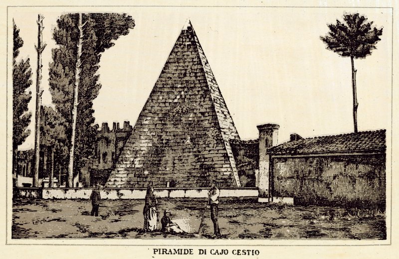 Rzym: Piramida Cajo Cestio (lito) autorstwa Italian School