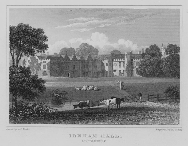 Irnham Hall, Lincolnshire (grawerowanie) autorstwa John Preston Neale