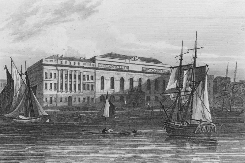 New Custom House, Londyn (grawerowanie) autorstwa John Preston Neale