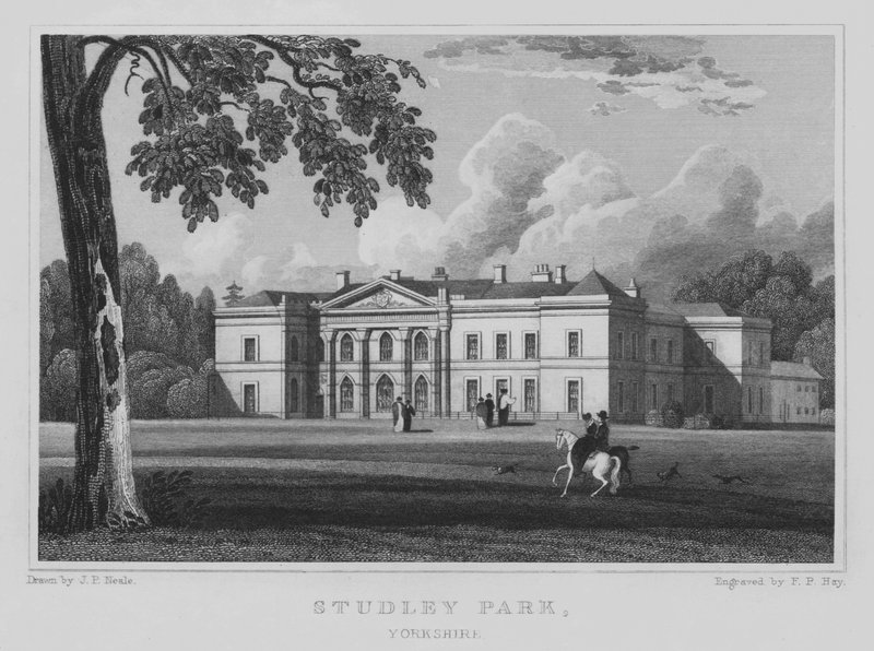 Studley Park, Yorkshire (grawerowanie) autorstwa John Preston Neale
