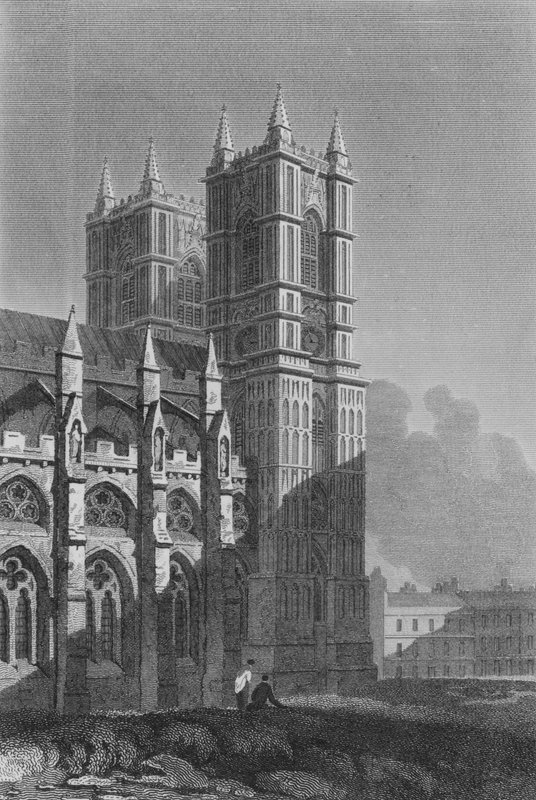 Opactwo Westminsterskie, Wieża Zachodnia (rycina) autorstwa John Preston Neale