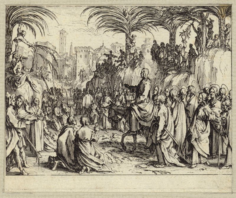 Jezus Chrystus wchodzący do Jerozolimy (rycina) autorstwa Jacques (after) Callot