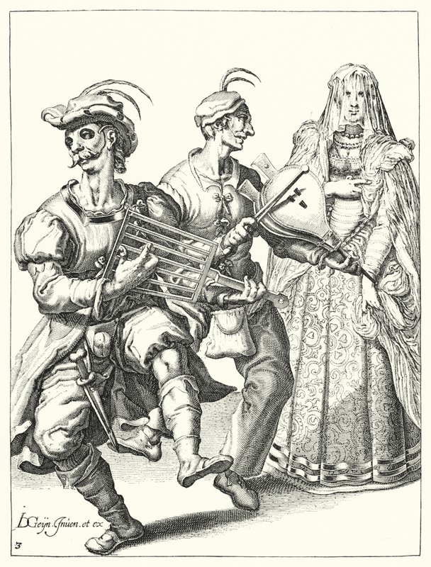 Maskarada (grawerowanie) autorstwa Jacques II de Gheyn