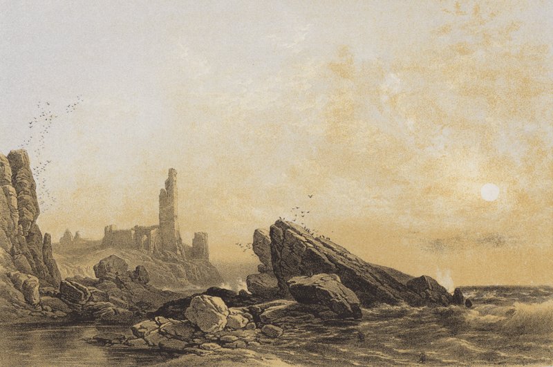 Zamek Dunure (chromolitho) autorstwa James Duffield Harding