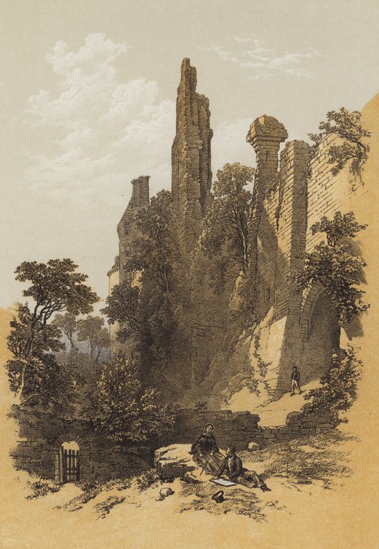 Zamek Roslin (chromolitho) autorstwa James Duffield Harding