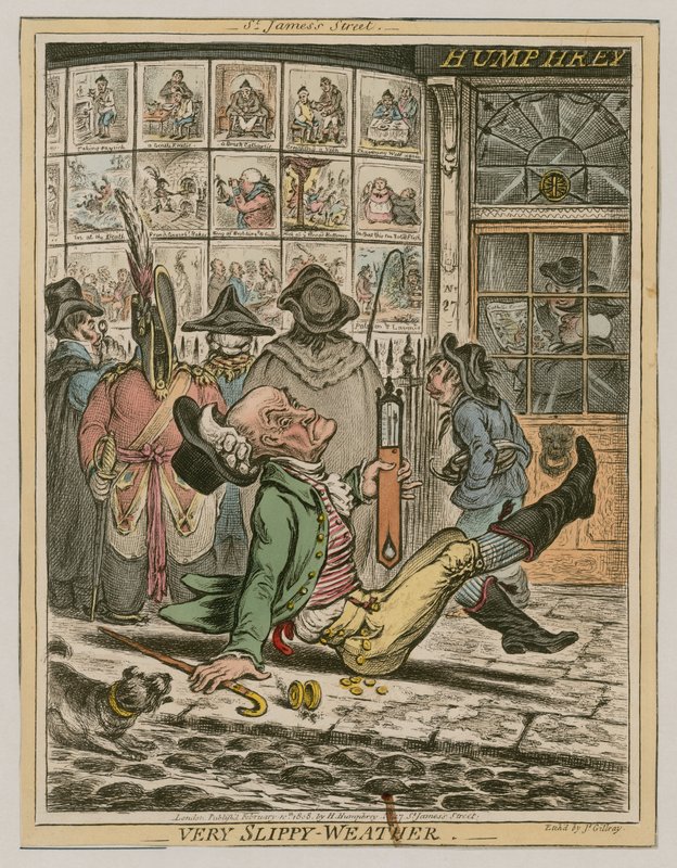 Bardzo śliska pogoda autorstwa James Gillray
