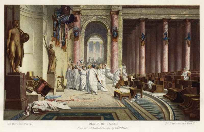 Śmierć Cezara (chromolitho) autorstwa Jean Leon (after) Gerome