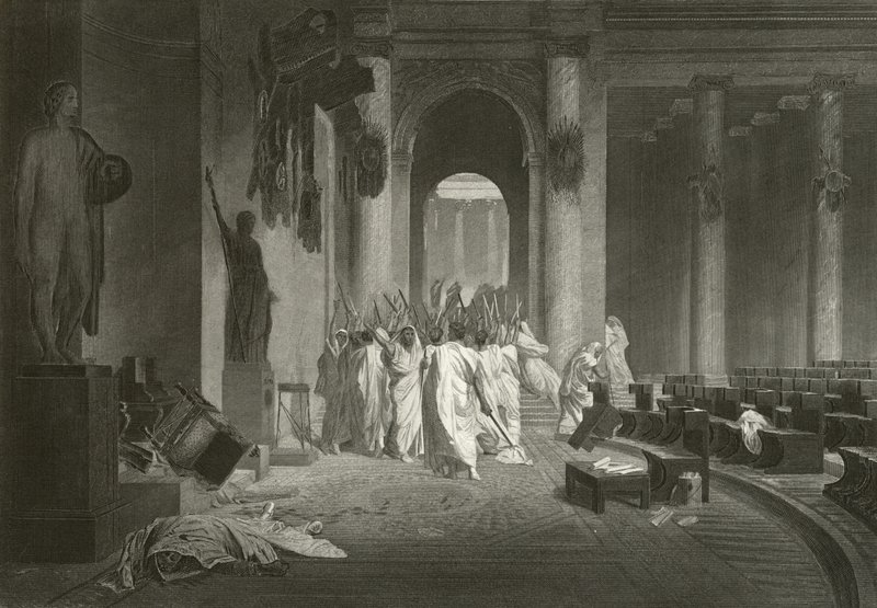 Śmierć Juliusza Cezara, 44 pne autorstwa Jean Leon Gerome
