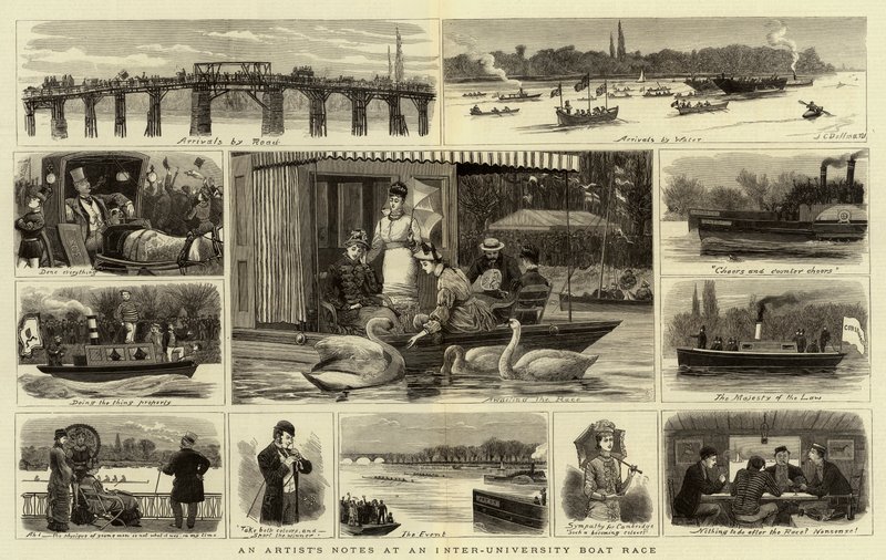 Notatki artysty z regat międzyuczelnianych autorstwa John Charles Dollman